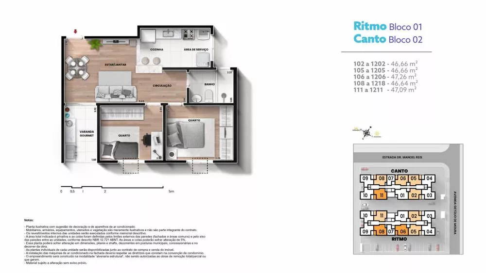 Apartamento à venda com 2 quartos, 46m² - Foto 3