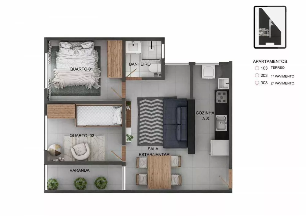 Apartamento, 2 quartos, 46 m² - Foto 19