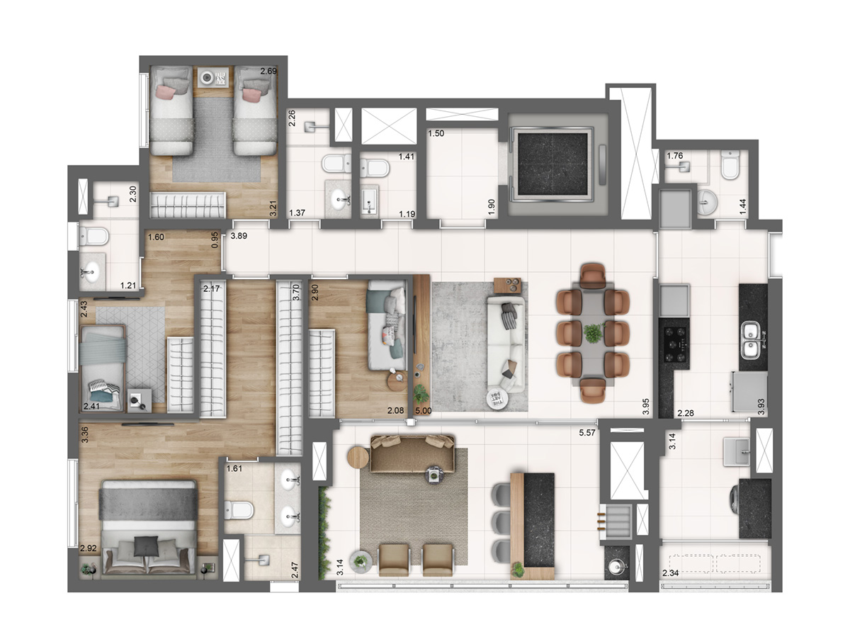 Apartamento, 4 quartos, 190 m² - Foto 1