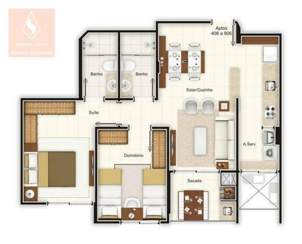 Apartamento, 2 quartos, 66 m² - Foto 2