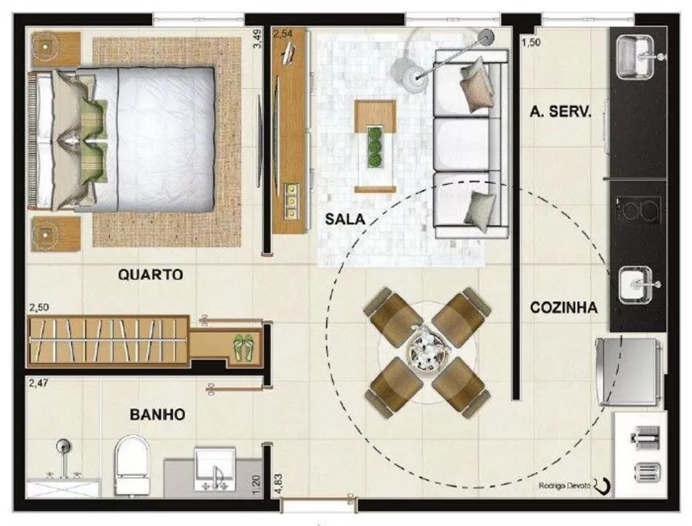 Apartamento, 1 quarto, 57 m² - Foto 8