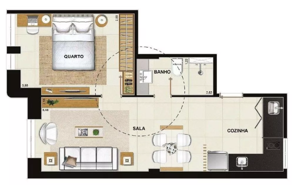 Apartamento, 1 quarto, 57 m² - Foto 12