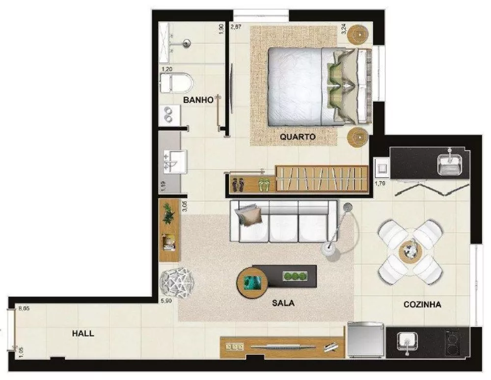 Apartamento, 1 quarto, 57 m² - Foto 9