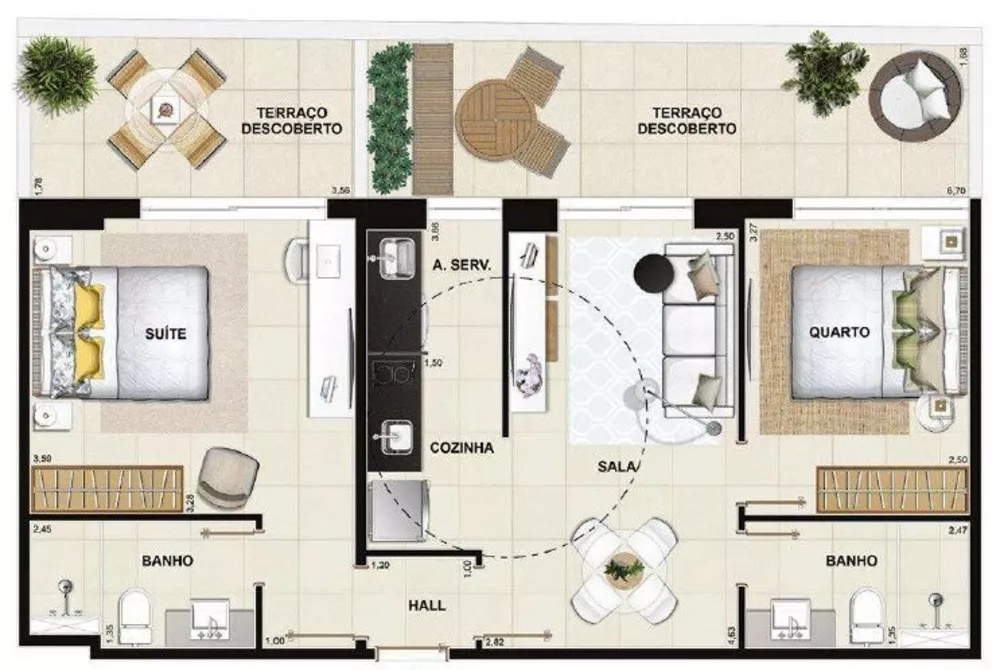 Apartamento, 1 quarto, 57 m² - Foto 1