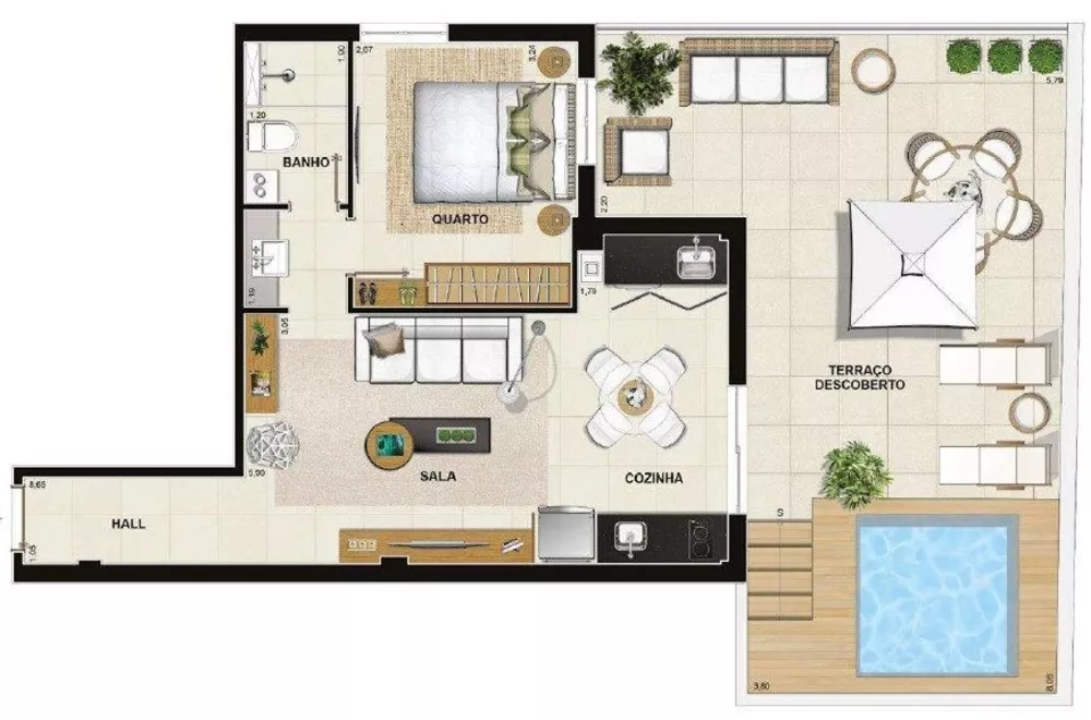 Apartamento, 1 quarto, 57 m² - Foto 3