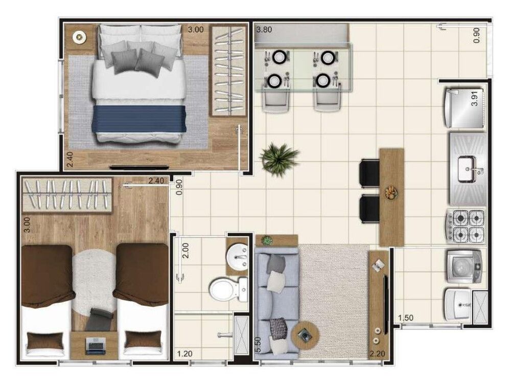 Apartamento, 2 quartos, 41 m² - Foto 2