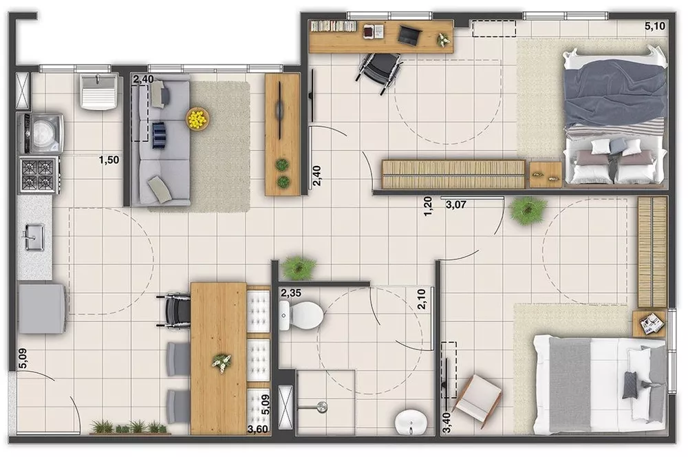 Apartamento, 2 quartos, 54 m² - Foto 3
