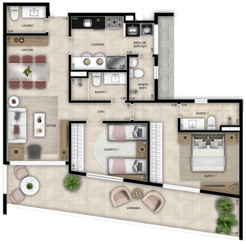 Apartamento, 2 quartos, 110 m² - Foto 1