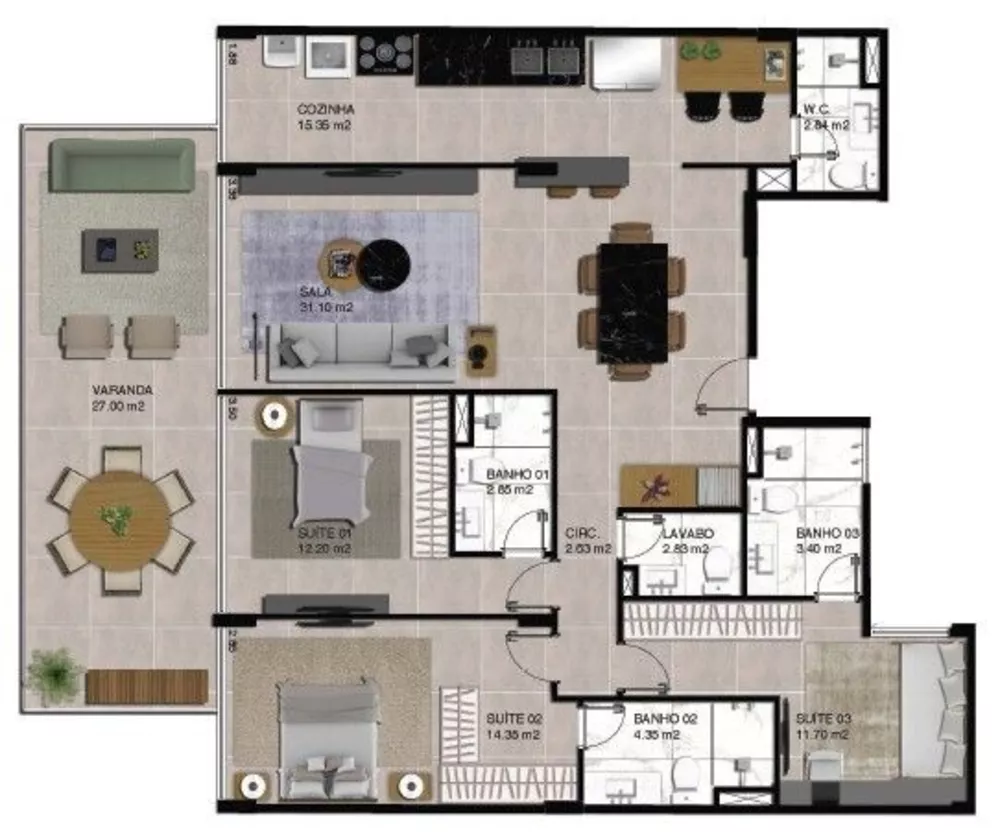 Apartamento, 3 quartos, 146 m² - Foto 7