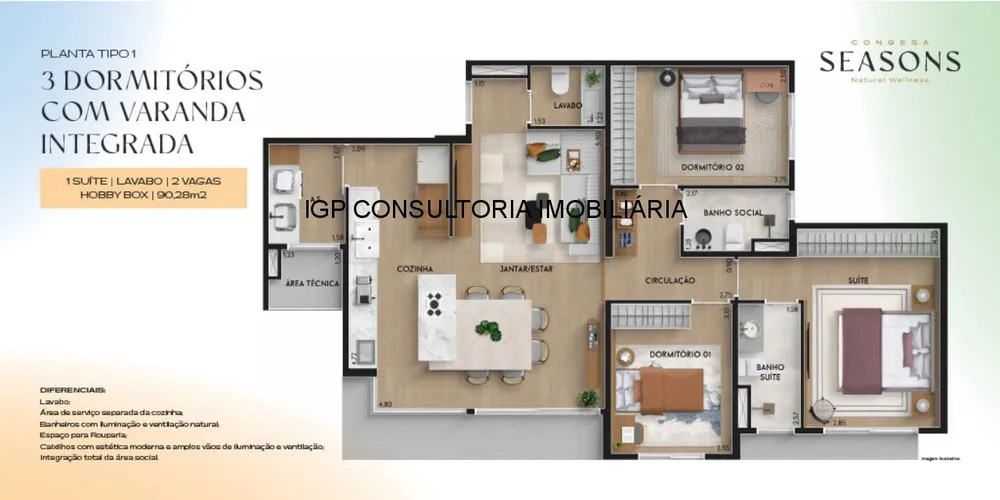 Apartamento, 3 quartos, 90 m² - Foto 2
