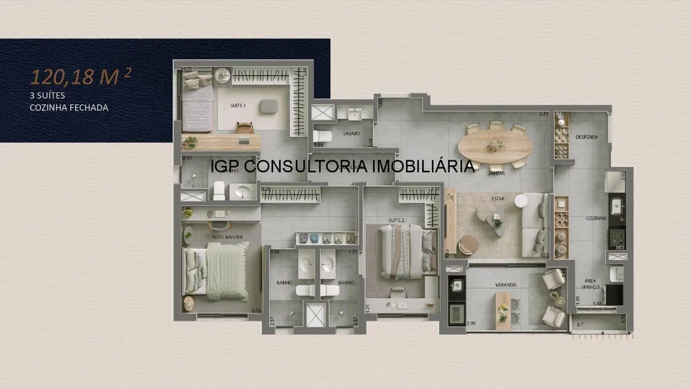 Apartamento, 3 quartos, 120 m² - Foto 2