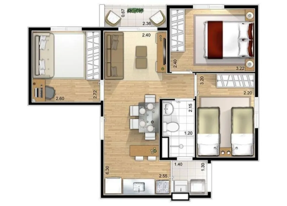 Apartamento, 3 quartos, 52 m² - Foto 11