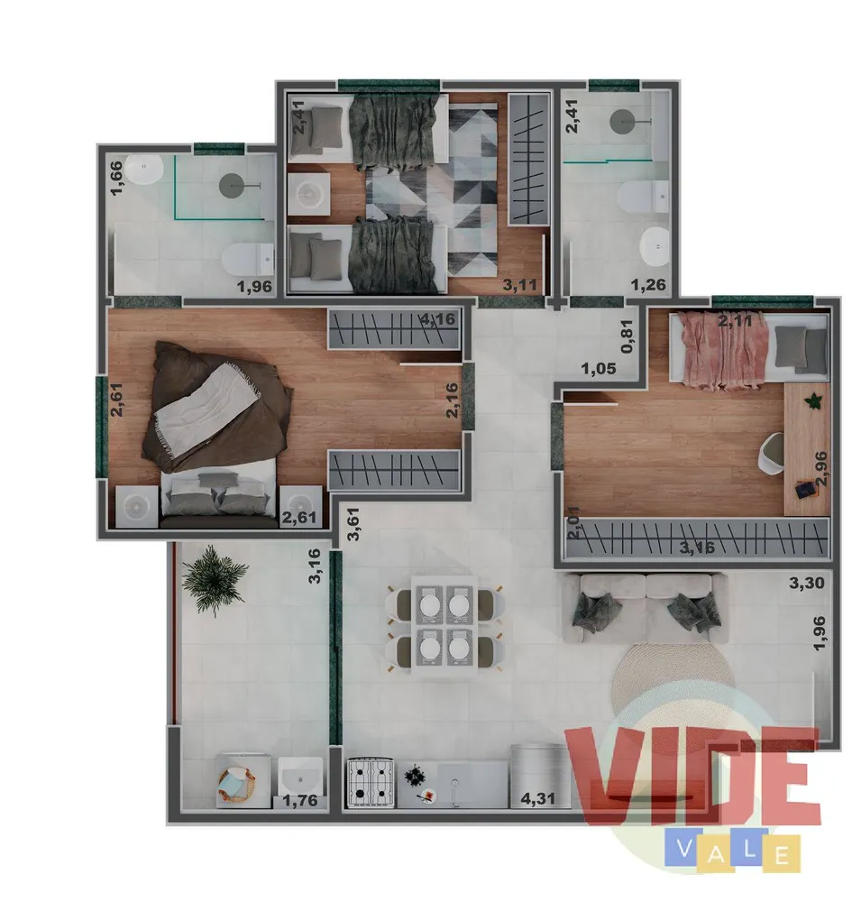 Apartamento, 3 quartos, 66 m² - Foto 4