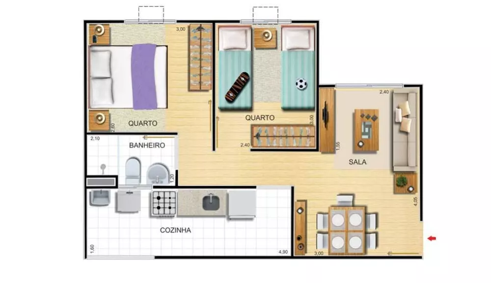 Apartamento, 2 quartos, 43 m² - Foto 4