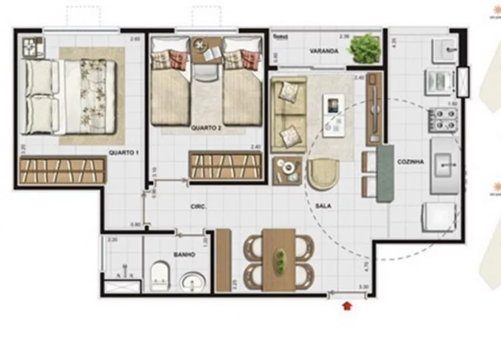 Apartamento, 2 quartos, 50 m² - Foto 1