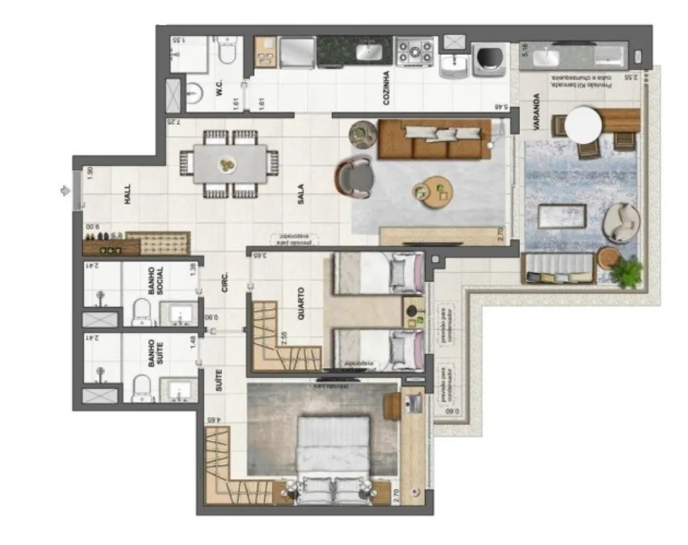 Apartamento, 2 quartos, 95 m² - Foto 3