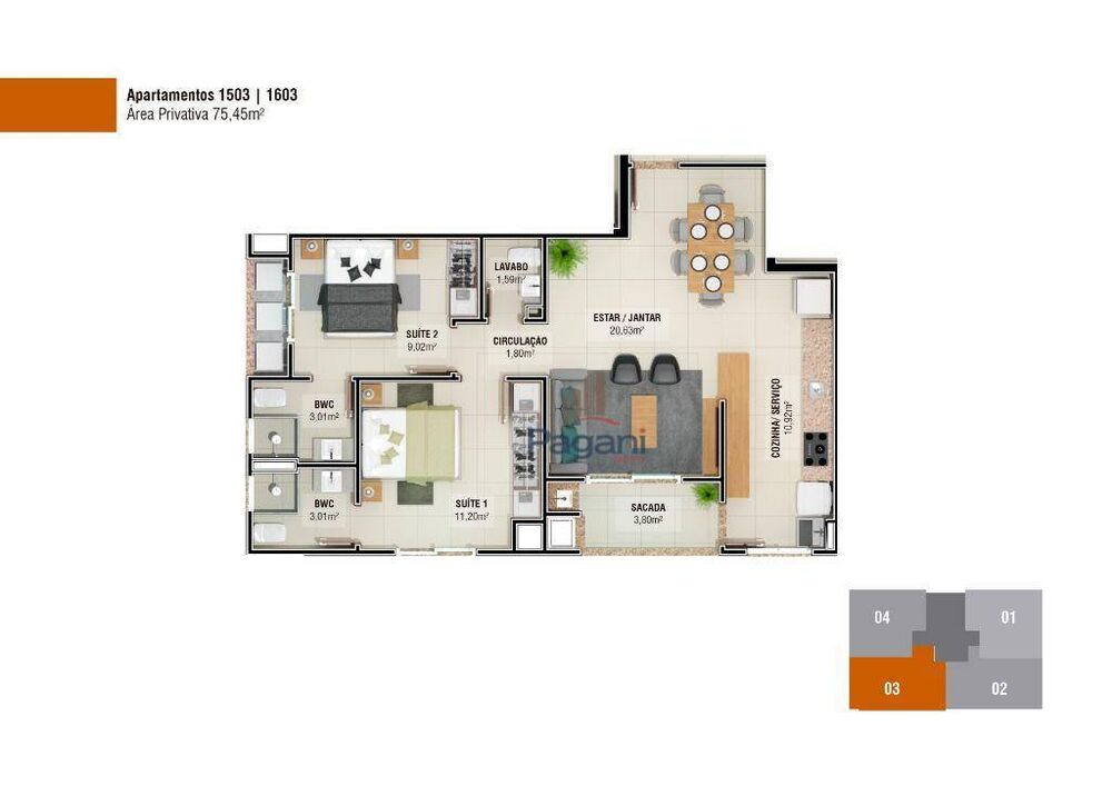 Apartamento à venda com 3 quartos, 93m² - Foto 2