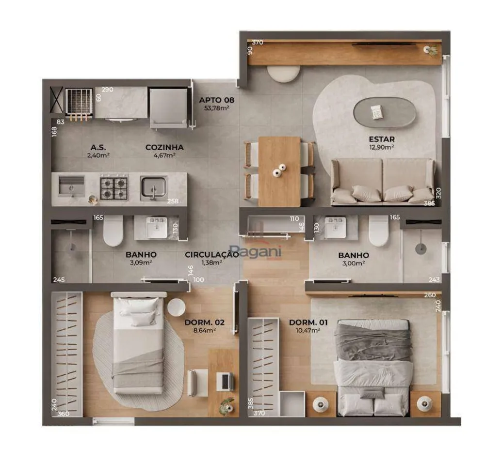 Apartamento, 2 quartos, 53 m² - Foto 14