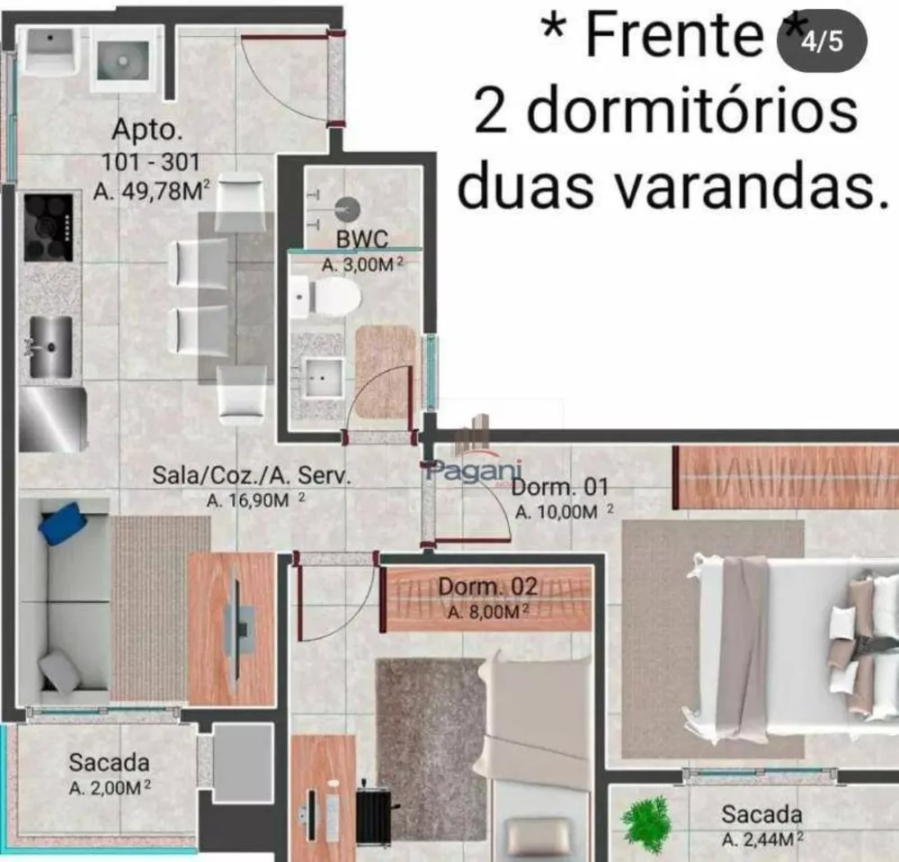 Apartamento, 2 quartos, 51 m² - Foto 4