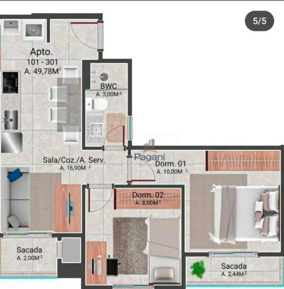 Apartamento, 2 quartos, 51 m² - Foto 5