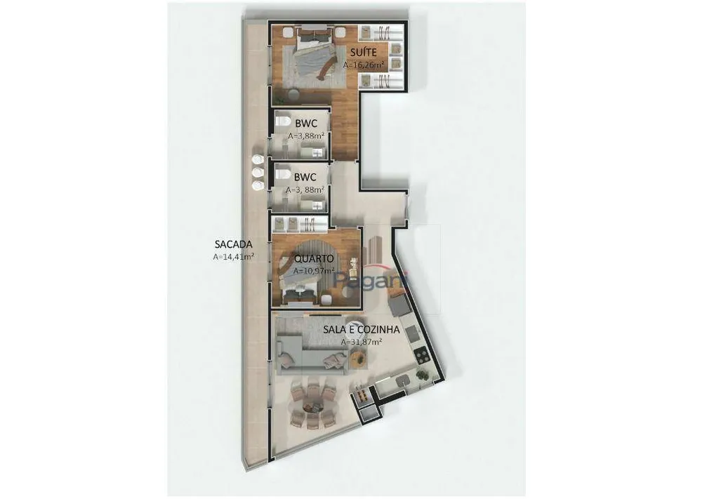 Apartamento, 2 quartos, 71 m² - Foto 1