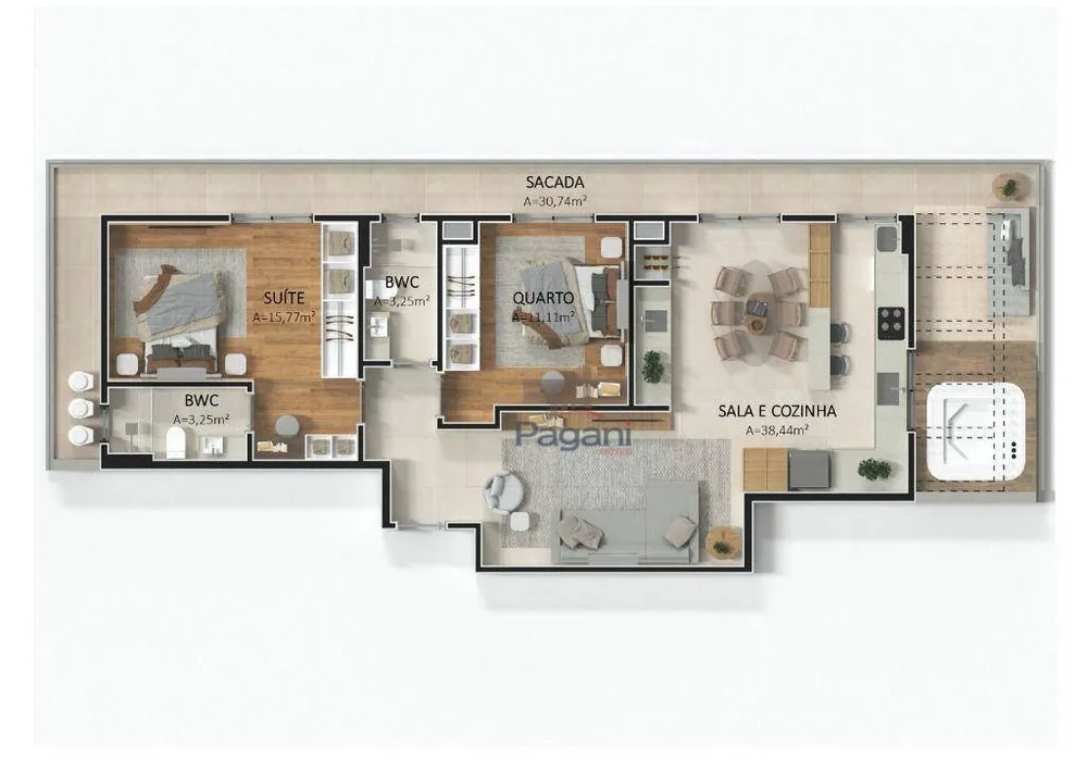 Apartamento, 2 quartos, 71 m² - Foto 2