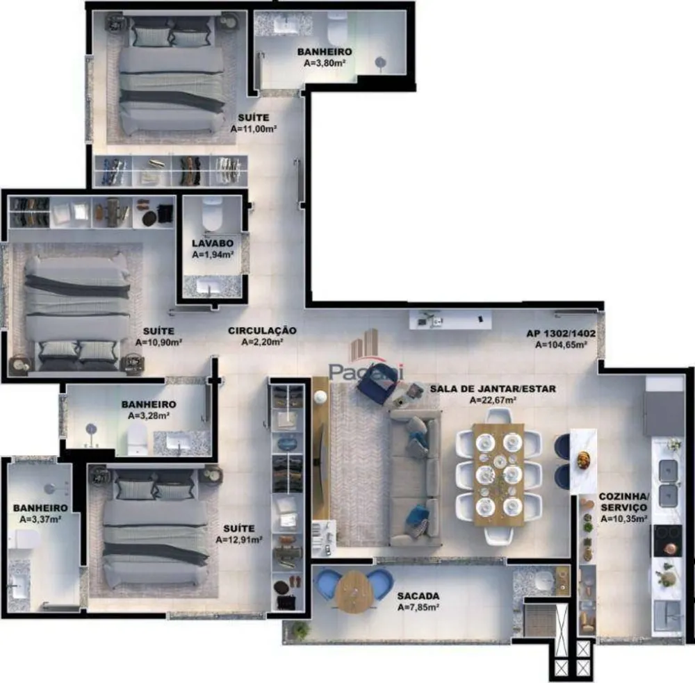 Apartamento, 2 quartos, 76 m² - Foto 3