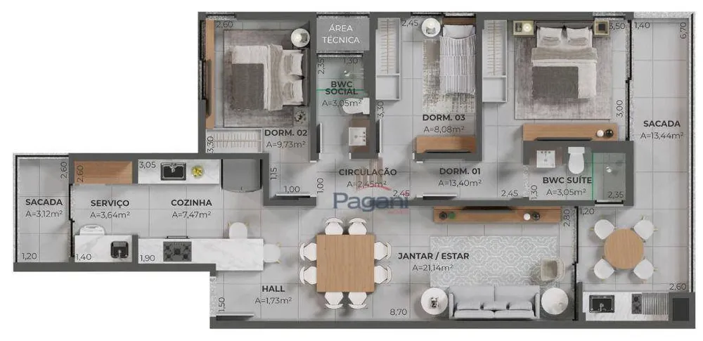 Apartamento, 2 quartos, 83 m² - Foto 7