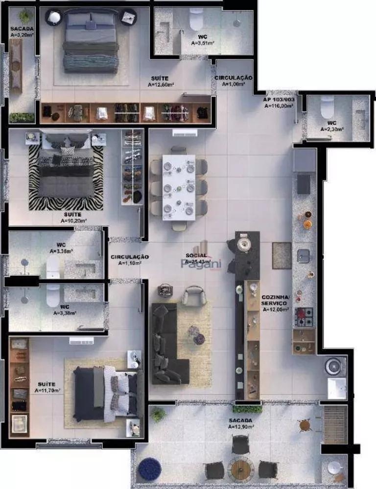 Apartamento, 3 quartos, 95 m² - Foto 7