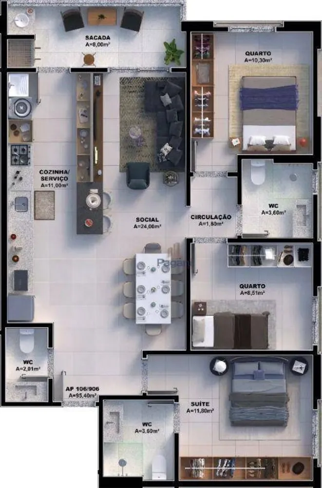 Apartamento, 3 quartos, 95 m² - Foto 11