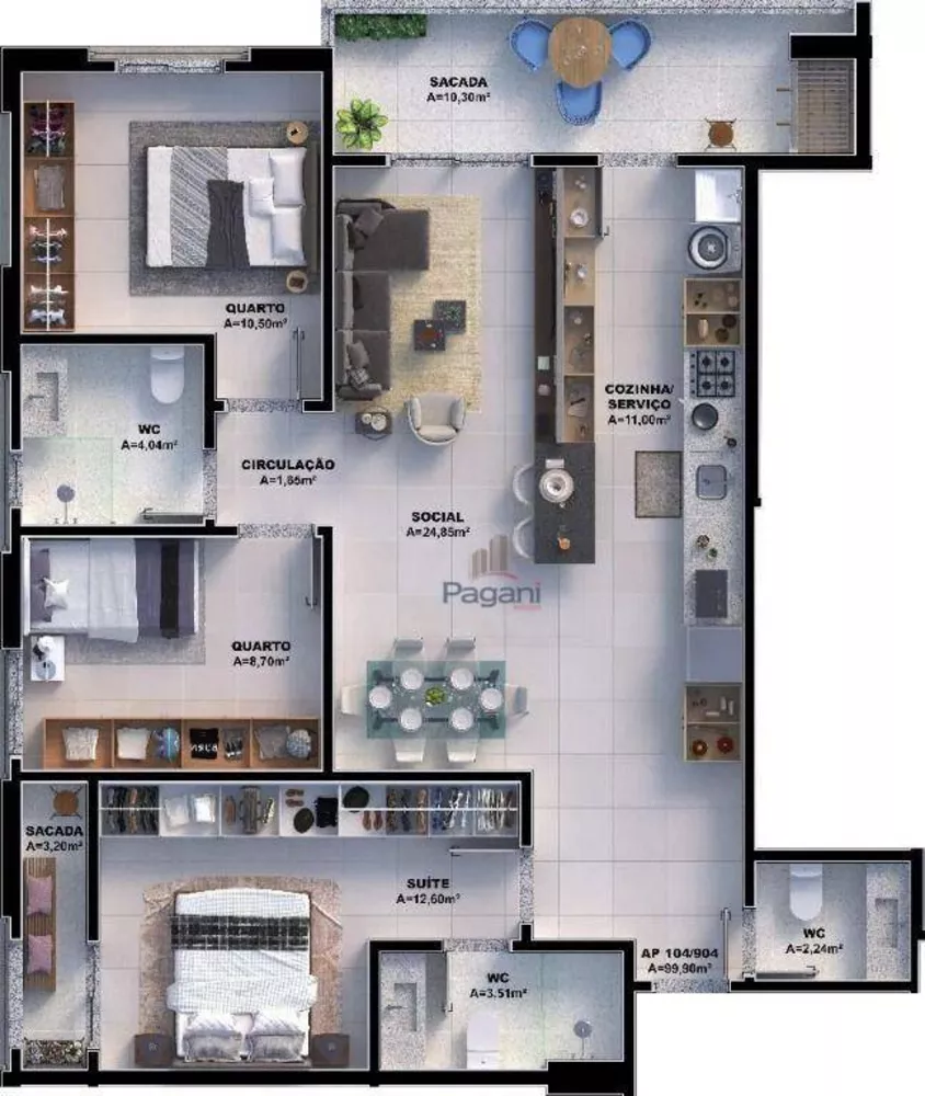 Apartamento, 3 quartos, 95 m² - Foto 8