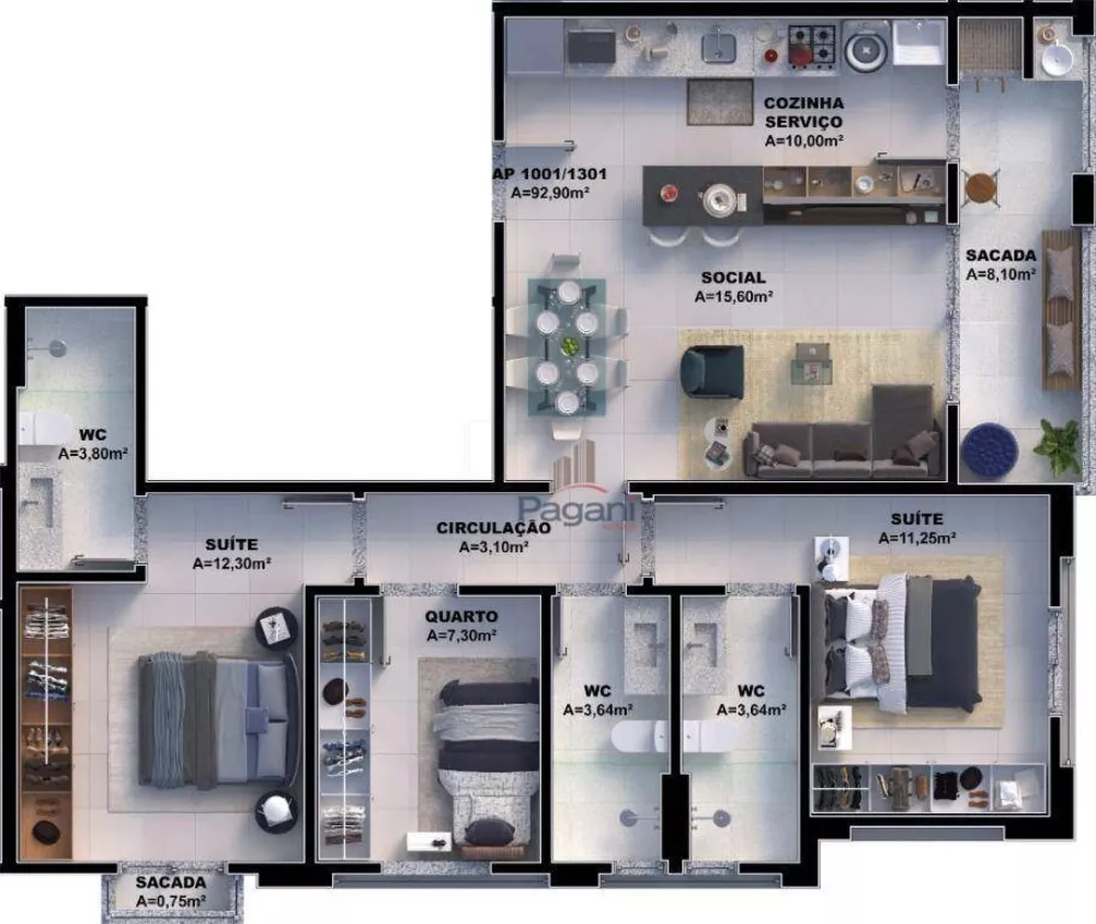 Apartamento, 3 quartos, 95 m² - Foto 9