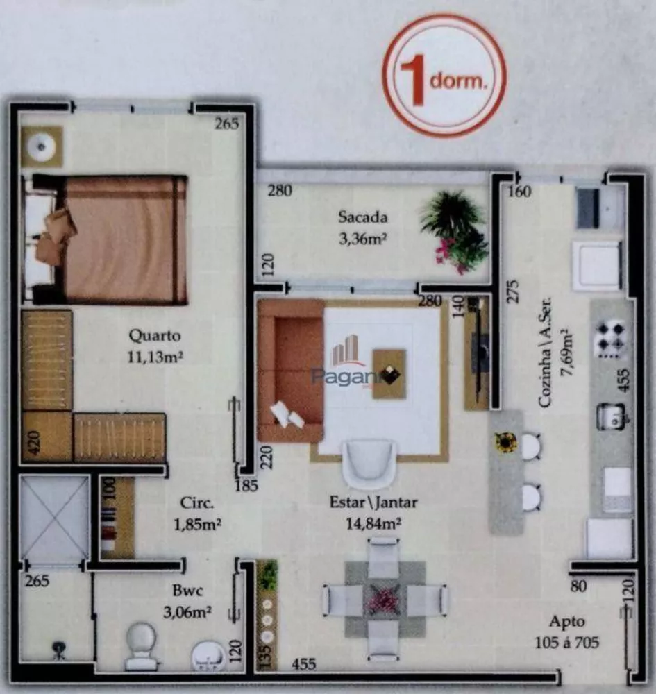 Apartamento, 1 quarto, 48 m² - Foto 9