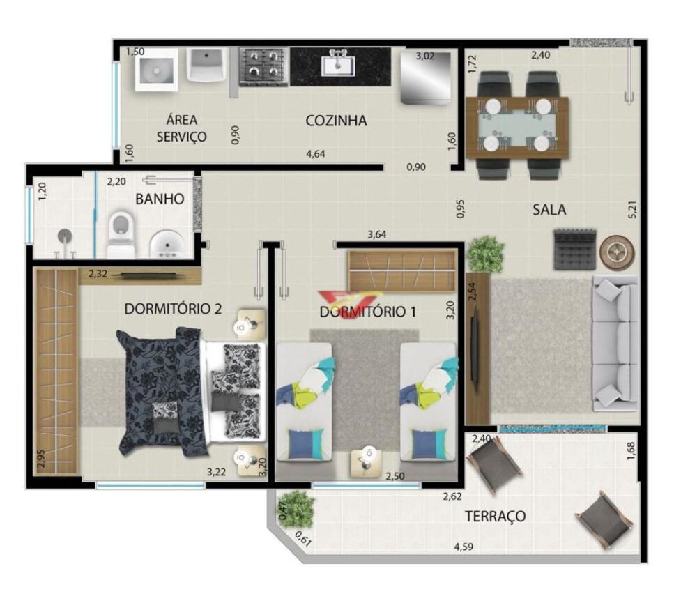 Apartamento, 2 quartos, 61 m² - Foto 1