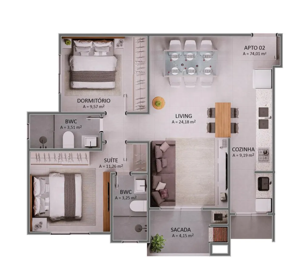 Apartamento, 2 quartos, 74 m² - Foto 14