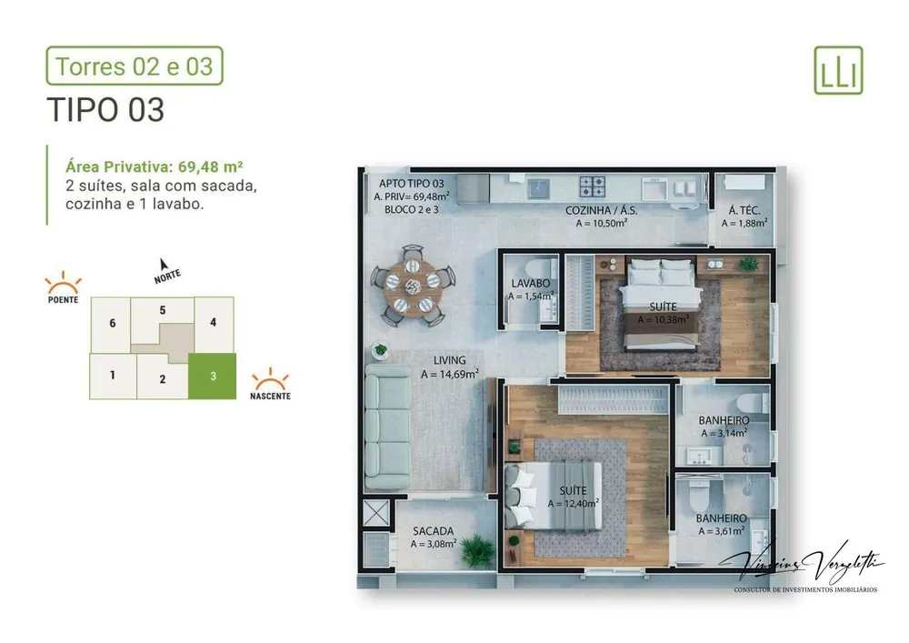 Apartamento, 2 quartos, 69 m² - Foto 8