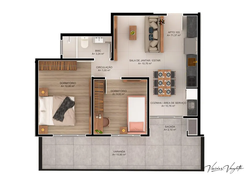 Apartamento, 2 quartos, 73 m² - Foto 8