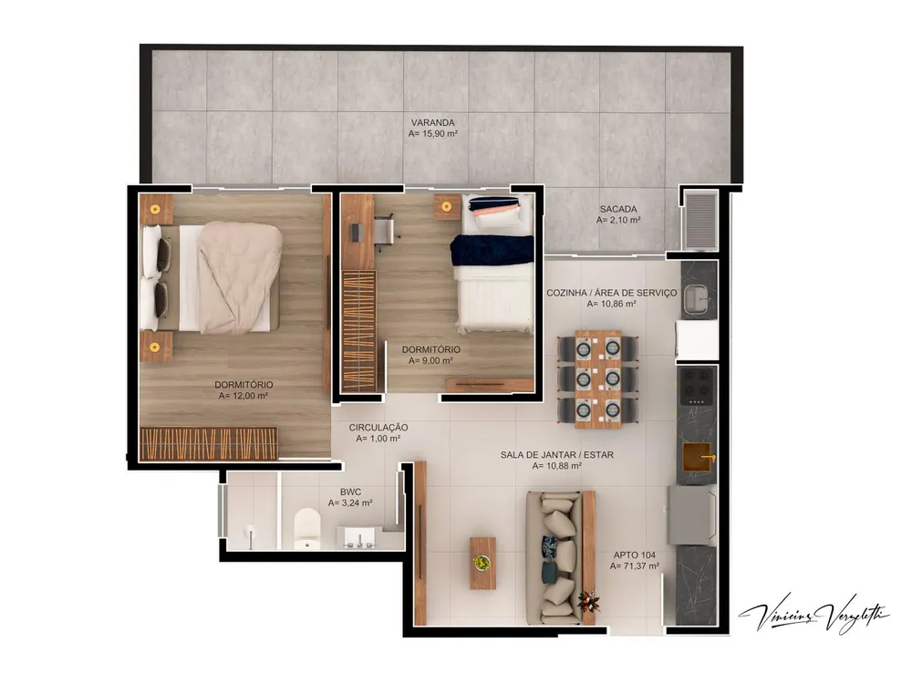 Apartamento, 2 quartos, 73 m² - Foto 9