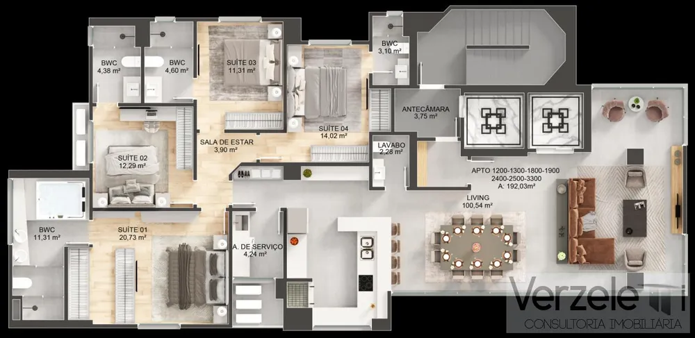 Apartamento, 4 quartos, 192 m² - Foto 3