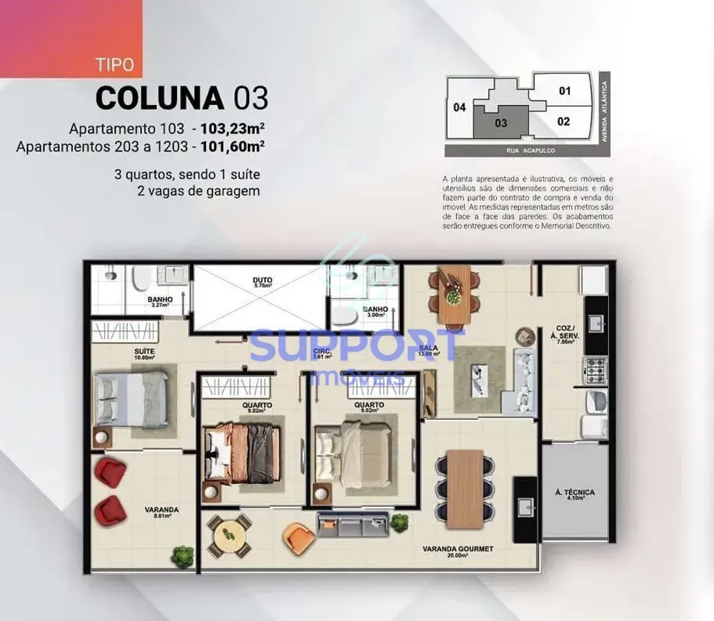 Apartamento, 3 quartos, 100 m² - Foto 2