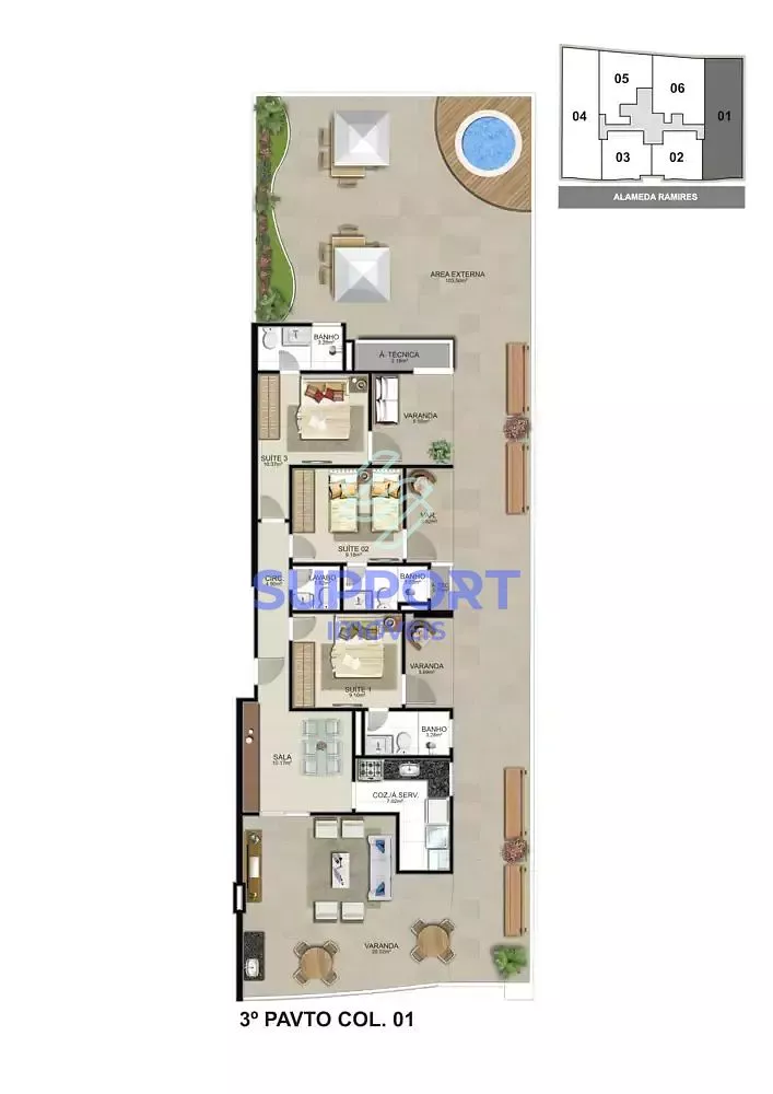 Apartamento à venda com 1 quarto, 105m² - Foto 2