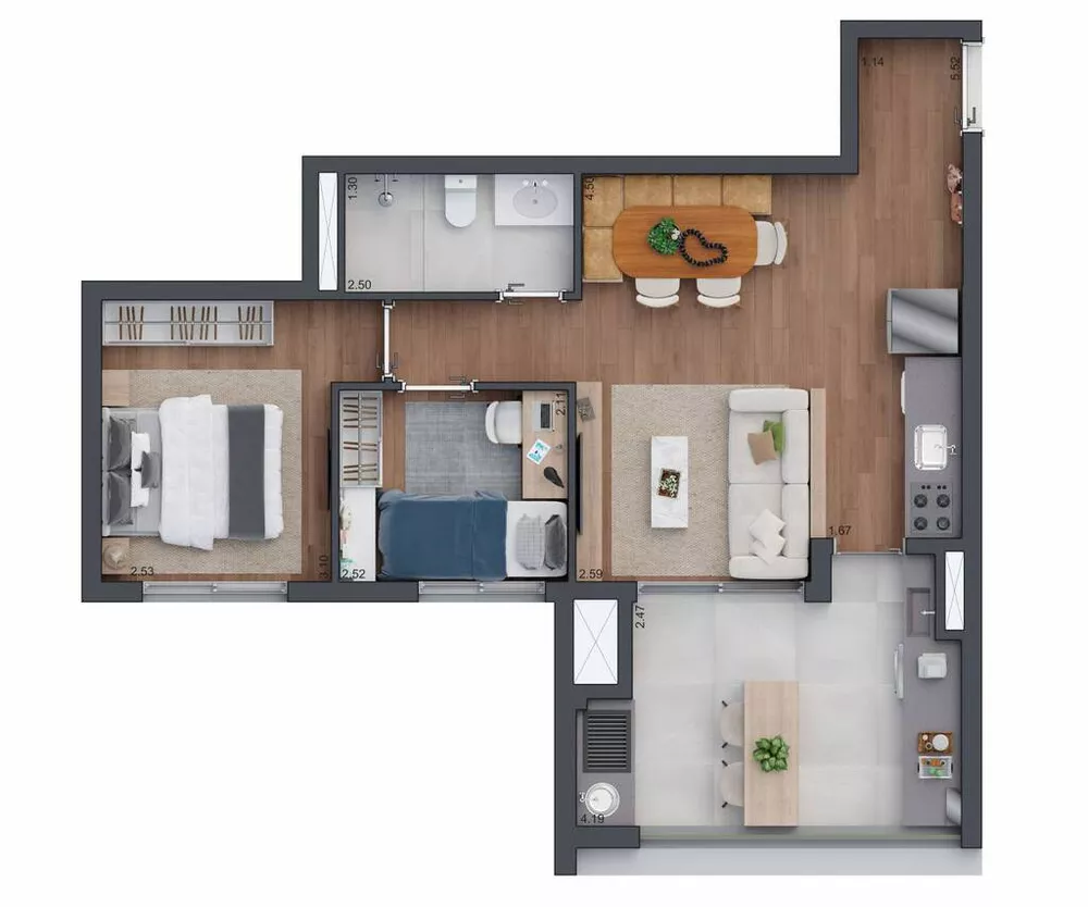 Apartamento, 2 quartos, 60 m² - Foto 1