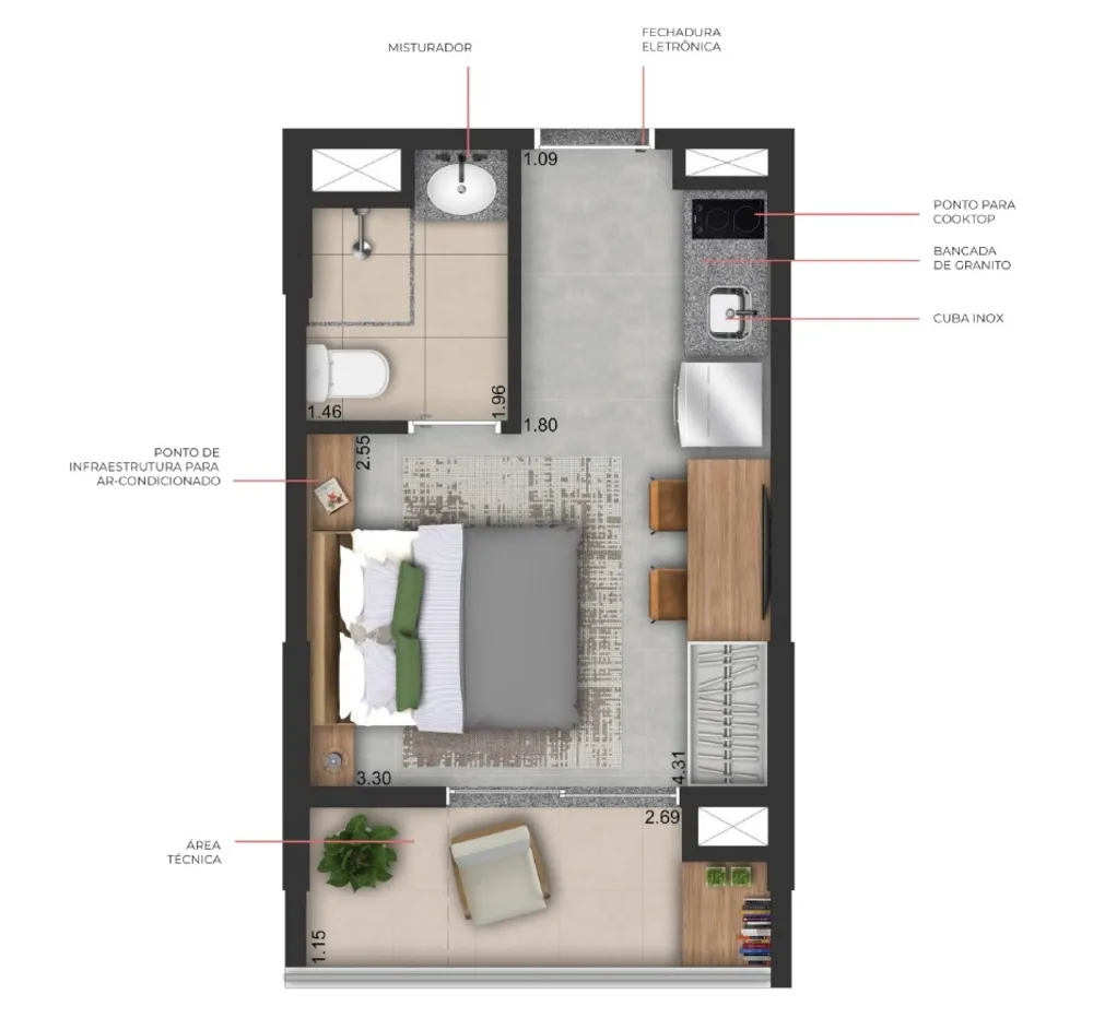 Apartamento, 1 quarto, 31 m² - Foto 7