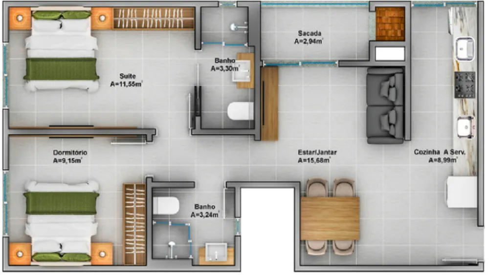 Apartamento, 2 quartos, 64 m² - Foto 7