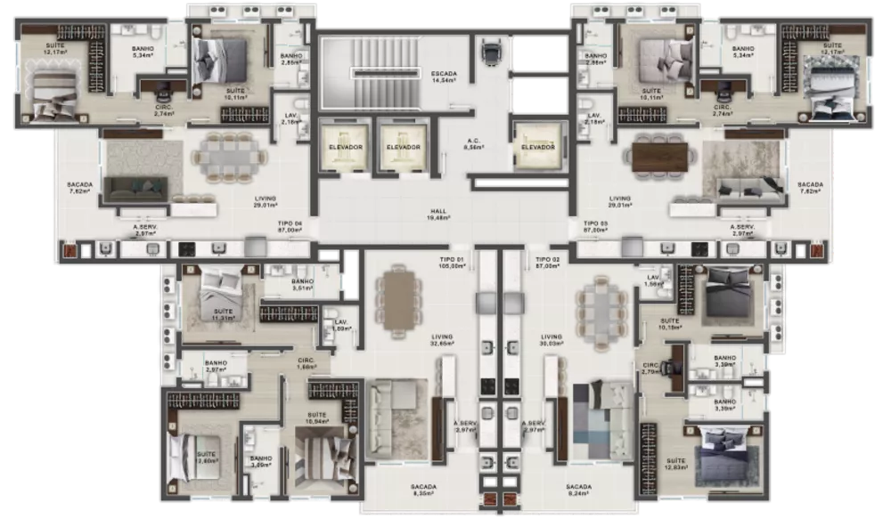Apartamento, 2 quartos, 87 m² - Foto 2