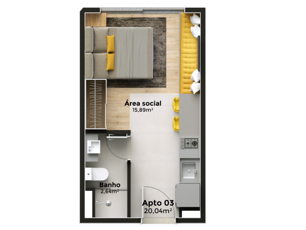 Apartamento, 1 quarto, 20 m² - Foto 3
