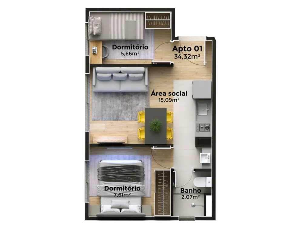 Apartamento, 1 quarto, 21 m² - Foto 8