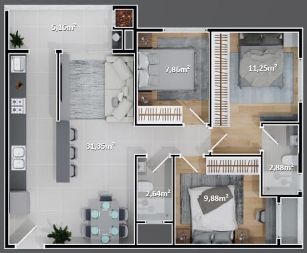 Apartamento, 2 quartos, 64 m² - Foto 3