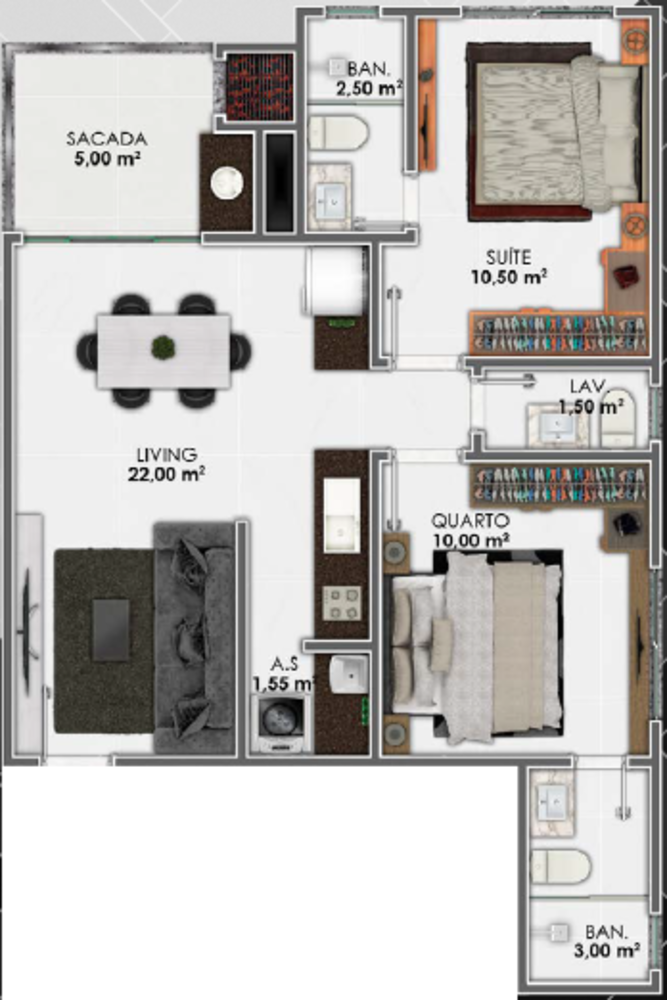 Apartamento, 3 quartos, 70 m² - Foto 2