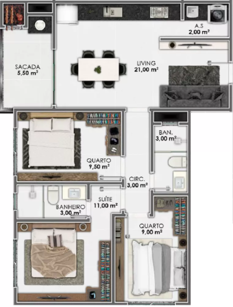 Apartamento, 3 quartos, 70 m² - Foto 5